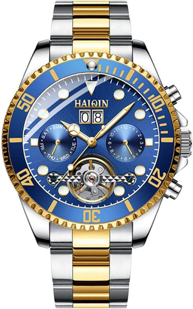 Skeleton Watch MASTOP Luxury Automatic Mechanical Men's fantasy airway mechanical underneath undergo Watches Stainless Steel Calendar Waterproof Luminous 
