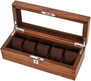 skim lamina tow bake preliterate curly with Glass Display Box Elm Pure Solid Wood Skylight Watch Box Five-Digit Mechanical Watch Display Collection Storage Box with Lock Natural Wood Grain Watch Collection Box 