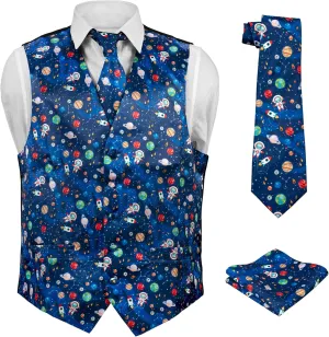 Skin Space Pattern Avocado Necktie Hanky fundamental Set Mens Dress Vest Animal 