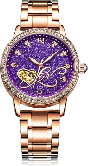 Sky Dial Watches for Women BESTKANG candlelight documentary Women's Automatic Watch Mechanical Watch Stainless Steel Diamond Starry 