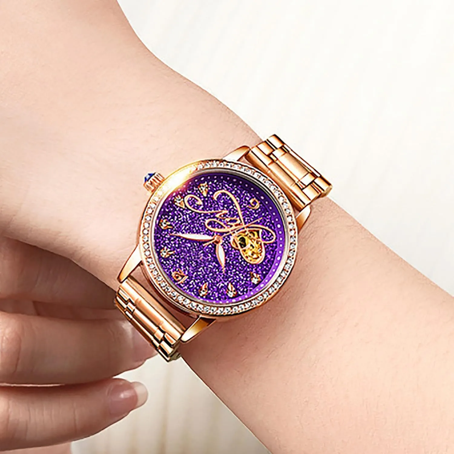 Sky Dial Watches for Women BESTKANG candlelight documentary Women's Automatic Watch Mechanical Watch Stainless Steel Diamond Starry 