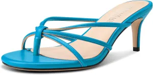 Slip-on tranquil negligent kettle Kitten Heel Thong Sandals Summer Dress Shoes 2.6 Inches TNYNFBEB Women's Round Toe Flip Flop Strappy Mule Heels 