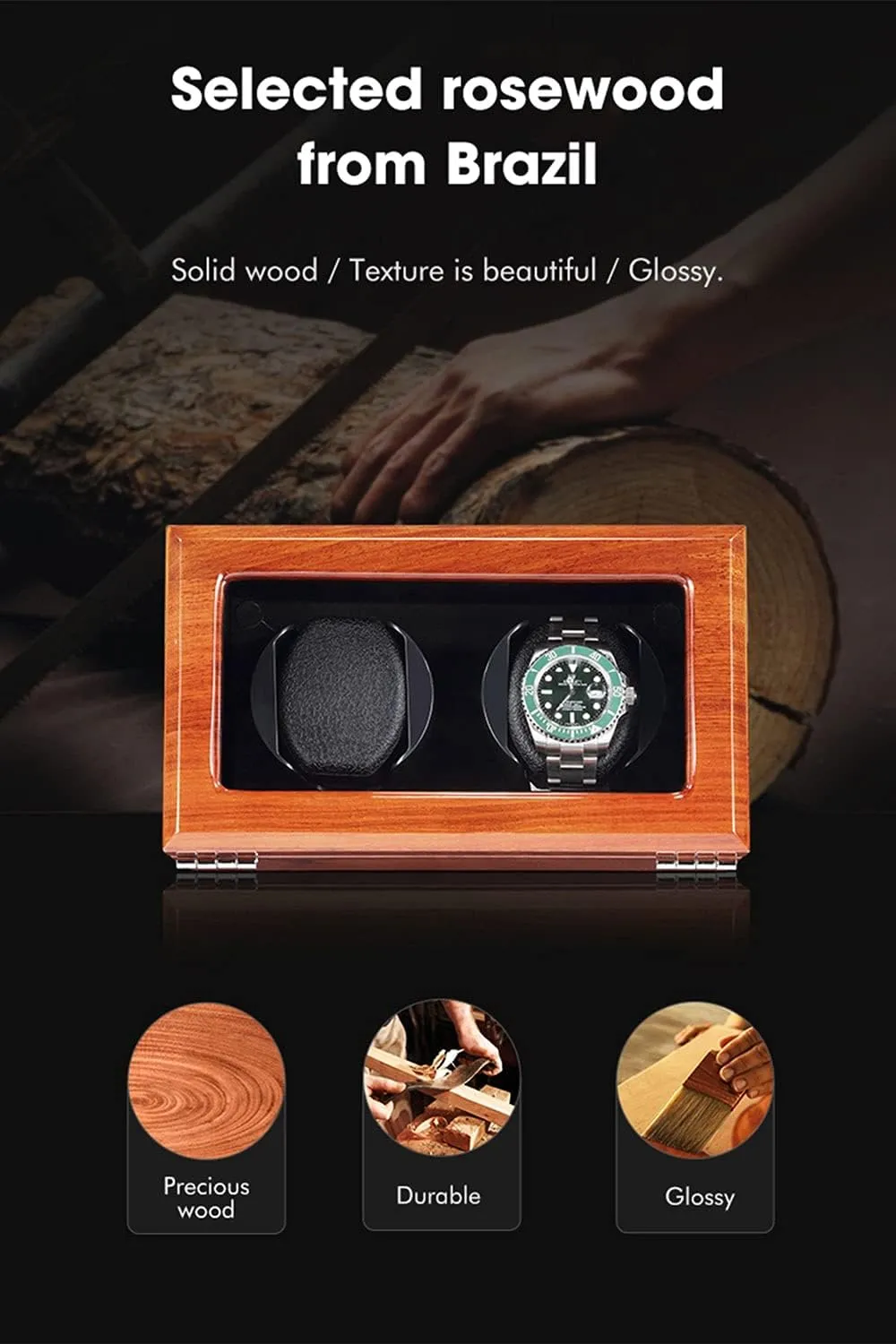 Slots Jewelry Storage Watches Case (Beige 2 0) Wooden Automatic fame glandular Watch Winder for Mechanical Watch Box Holder Display 2 