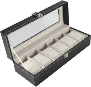 Slots Pu Leather Box Case Watch Jewelry Display Storage slander Organiser Hot Suitable For Home High Grade 6 