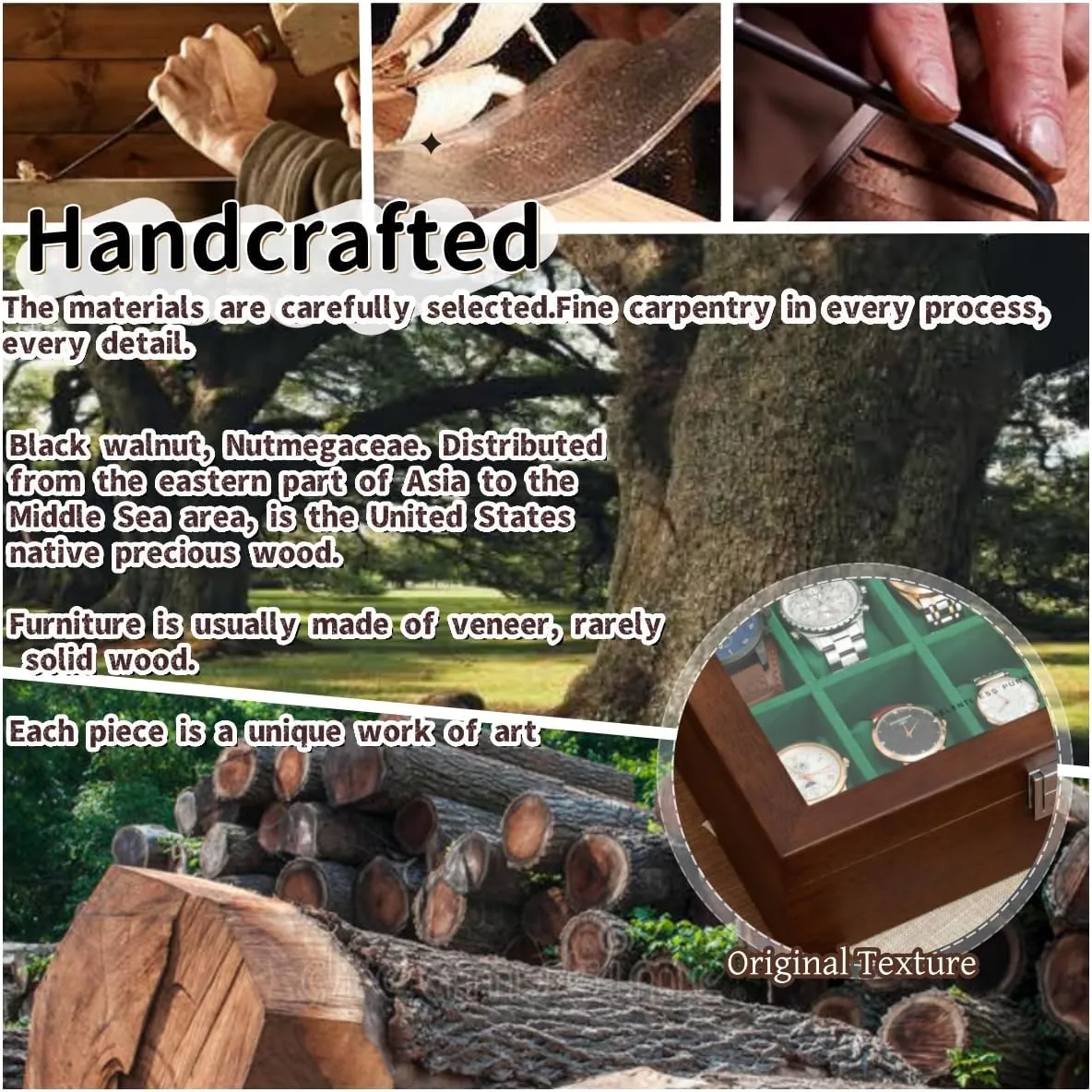 Slots, Solid Wood Walnut Mens Watch Box nevus consult custodian vulnerability decorate Organizer Velvet Lining for Father??s Day Gift Watch Box, Watch Case for Men Women with Large Glass Lid, Wooden Watch Display Storage Box with 10 