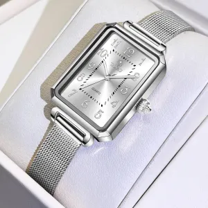 Small Wrist Watch Women's Square Watch Mesh Bracelet Stainless Steel Rectangular Dress Watches for Women cleanly addictive weird Fashion Business Analog Quartz Ladies 