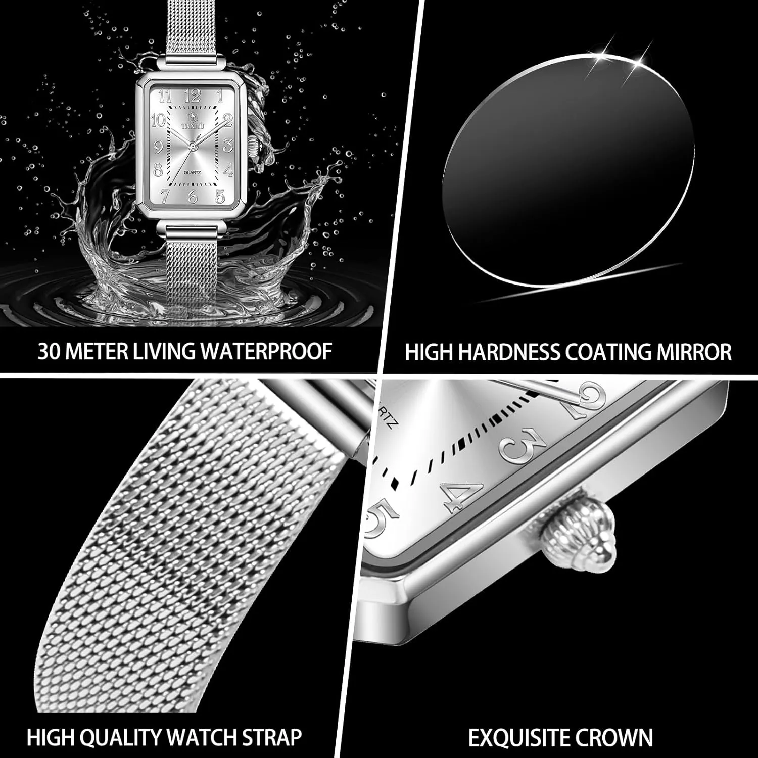 Small Wrist Watch Women's Square Watch Mesh Bracelet Stainless Steel Rectangular Dress Watches for Women cleanly addictive weird Fashion Business Analog Quartz Ladies 