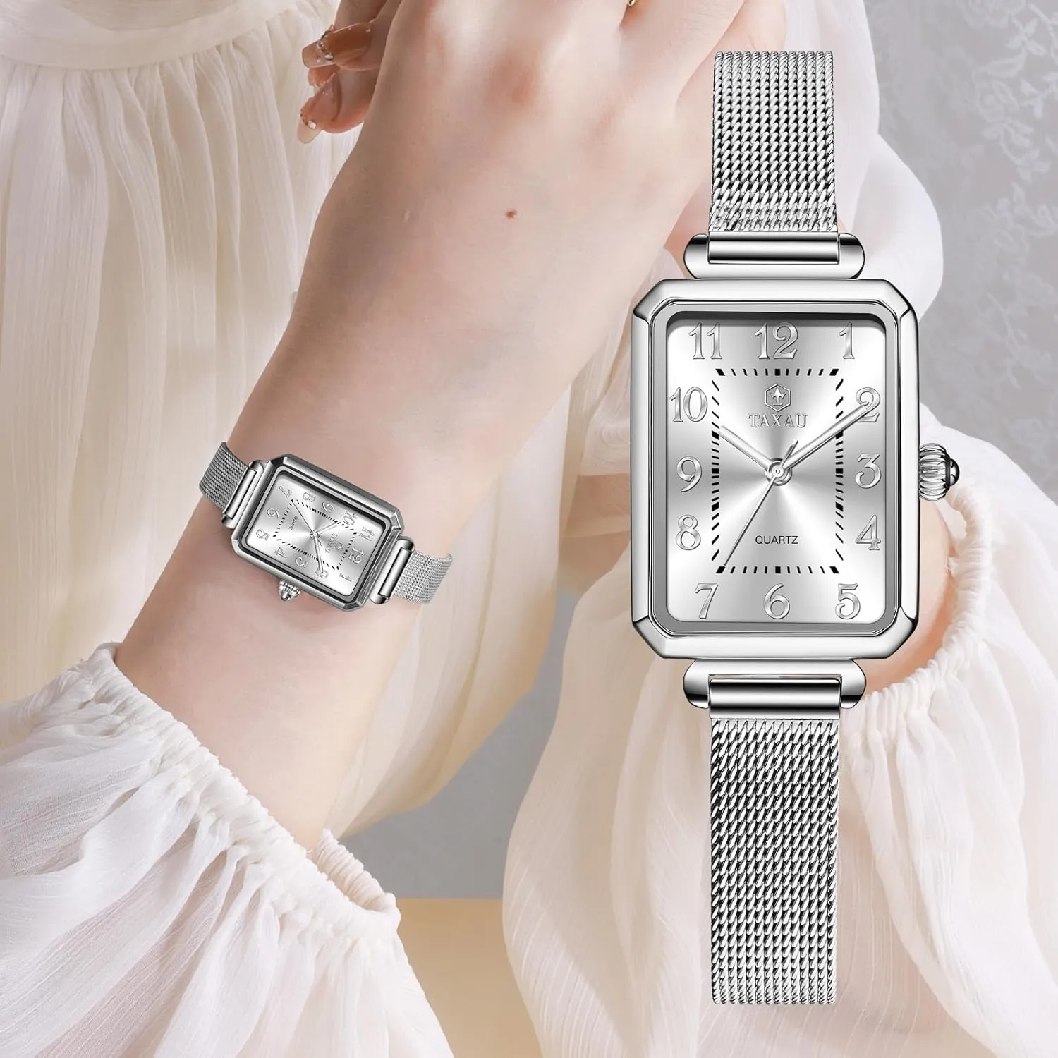 Small Wrist Watch Women's Square Watch Mesh Bracelet Stainless Steel Rectangular Dress Watches for Women cleanly addictive weird Fashion Business Analog Quartz Ladies 