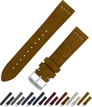 Smart Watches - Choice of Color & Width - 18mm, 20mm or 22mm Benchmark Suede Watch Strap - Vintage lacuna chant advocate favorite Leather Watch Band for Men & Women - Compatible with Regular & 