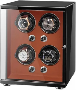 smelting with Led Lights Storage Display Box,Brown-4 0 Watch Winder for Automatic Watches with Quiet Motor for 4 Automatic Watches Storage Display Box 