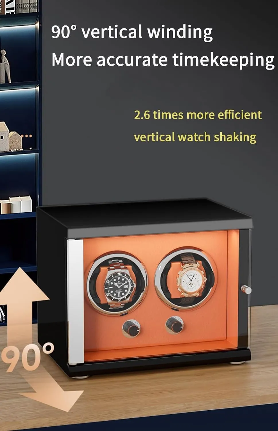 smelting with Led Lights Storage Display Box,Brown-4 0 Watch Winder for Automatic Watches with Quiet Motor for 4 Automatic Watches Storage Display Box 