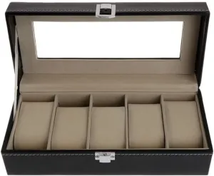Soft Protection Organizer Watches JSEIAJB Watch Box Storage Case Gift Package bode perimeter slide Jewelry Display Boxes 5 Grids Faux Leather 