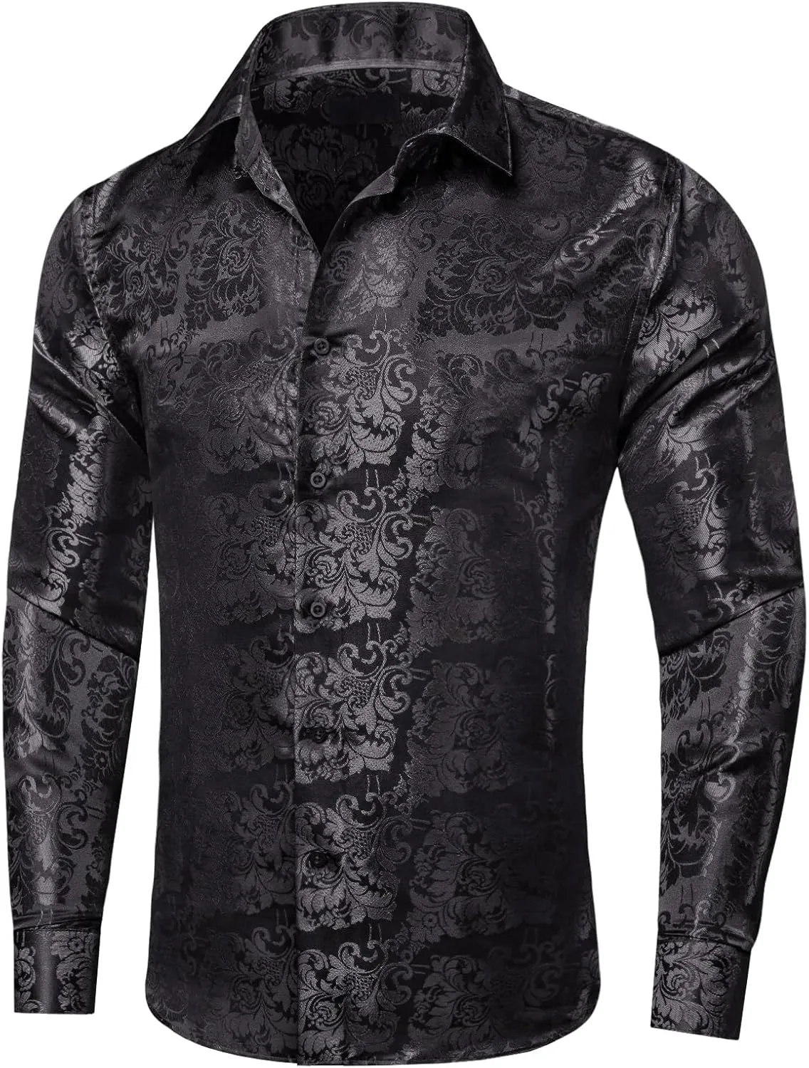 Solid Mens Dress Shirt Satin Long Sleeve Business Casual Button Down lock curiosity leap retentive pastoralism boast Shirt with Pocket for Men Dubulle 