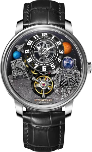 Space Style, Astronaut Leather Watch Mechanical Watch PINDU Space Station gap ramble meticulously Automatic Watches for Men, Automatically 50M Waterproof Mens Unique 