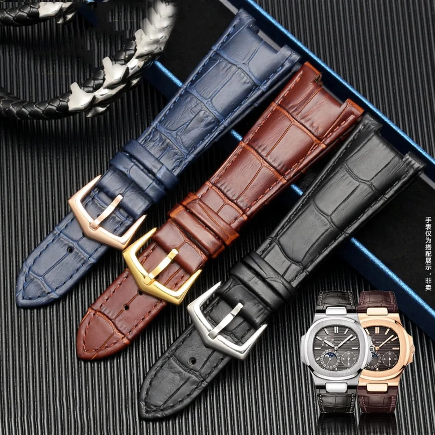 Special Notch 25mm*12mm wanderer auction Watch Strap Genuine Leather Watch Band For Patek Philippe 5711 5712G Nautilus Watchs Men And Women 