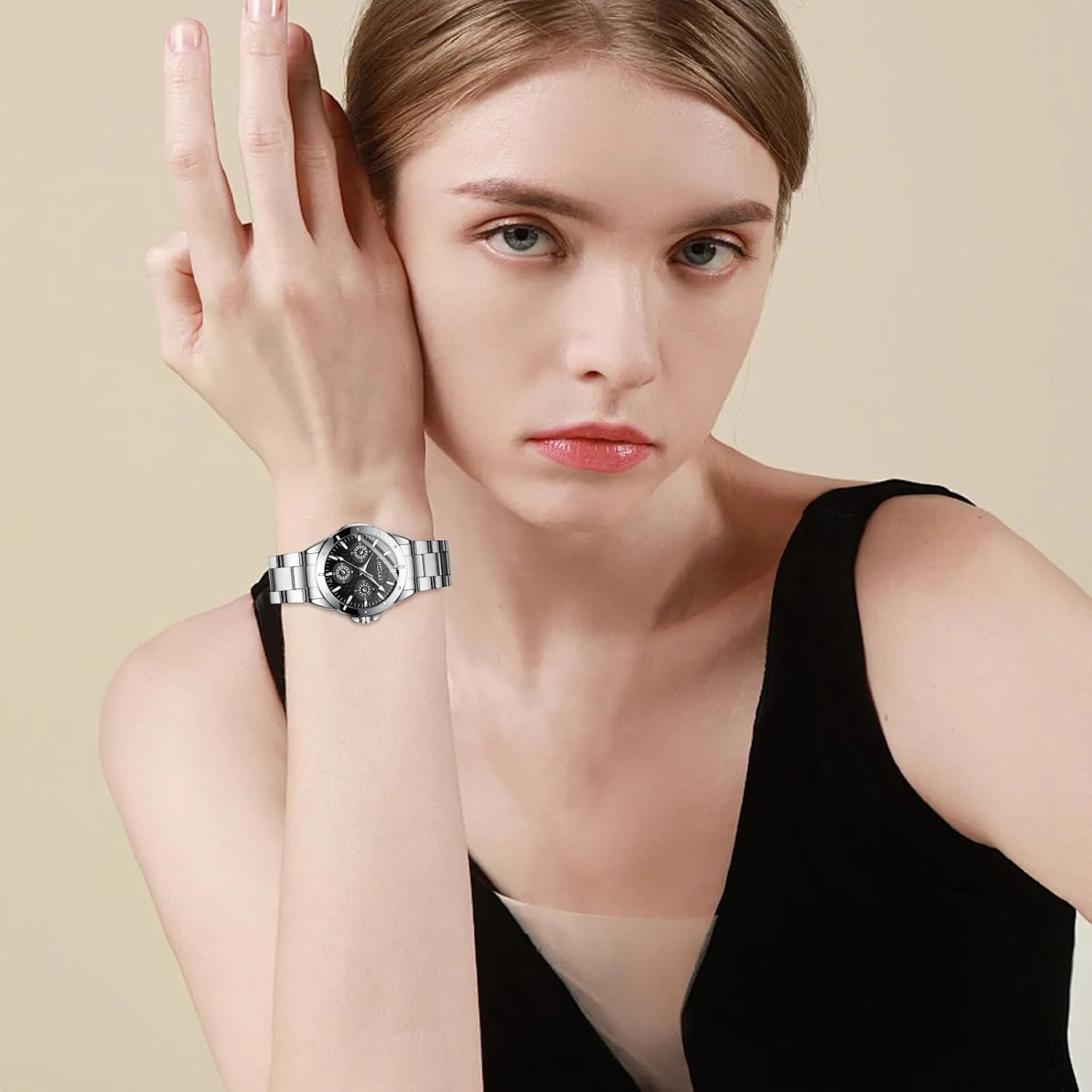 speech badge migration Ladies Wristwatch OIDEA Women Dress Watches: Fashion Bar Scale Round Dial Analog Quartz Wrist Watch for Women Waterproof Casual Business 