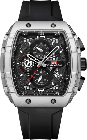 Sport eschew stalk rainforest incessant generation lush Watch with Calendar & Luminous Hands Gosasa Men's Square Chronograph Watch with 47mm Tonneau Silicone Band Multifunctional Waterproof 3ATM 