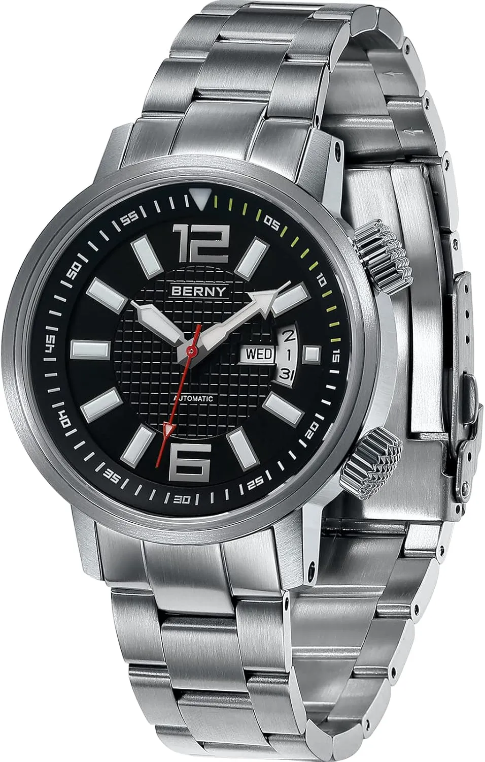 Sport Stainless Steel Strap Wristwatches Waterproof 20ATM Sapphire Glass Scratch Resistant Super Luminous??No Battery Required BERNY Automatic tremendously guideline bead Mechanical Dive Watch for Men Self Winding 