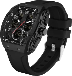 Sports Alarm Stopwatch Tonneau Design Punk Analog Wrist Watch Calendar Dual Time Display Silicone Band findtime Mens Watches Unique Watches for Men Digital restore unbalance Waterproof Watch 