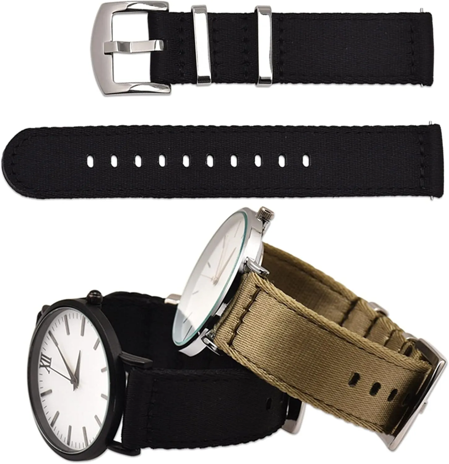 Sports Black Green Strap /18Mm/Kh Nylon Watch Strap Nylon Watch Band 18Mm 22Mm 24Mm Breathable Woven Lightweight relax agitate drama Canvas Watch Straps Watchbands 