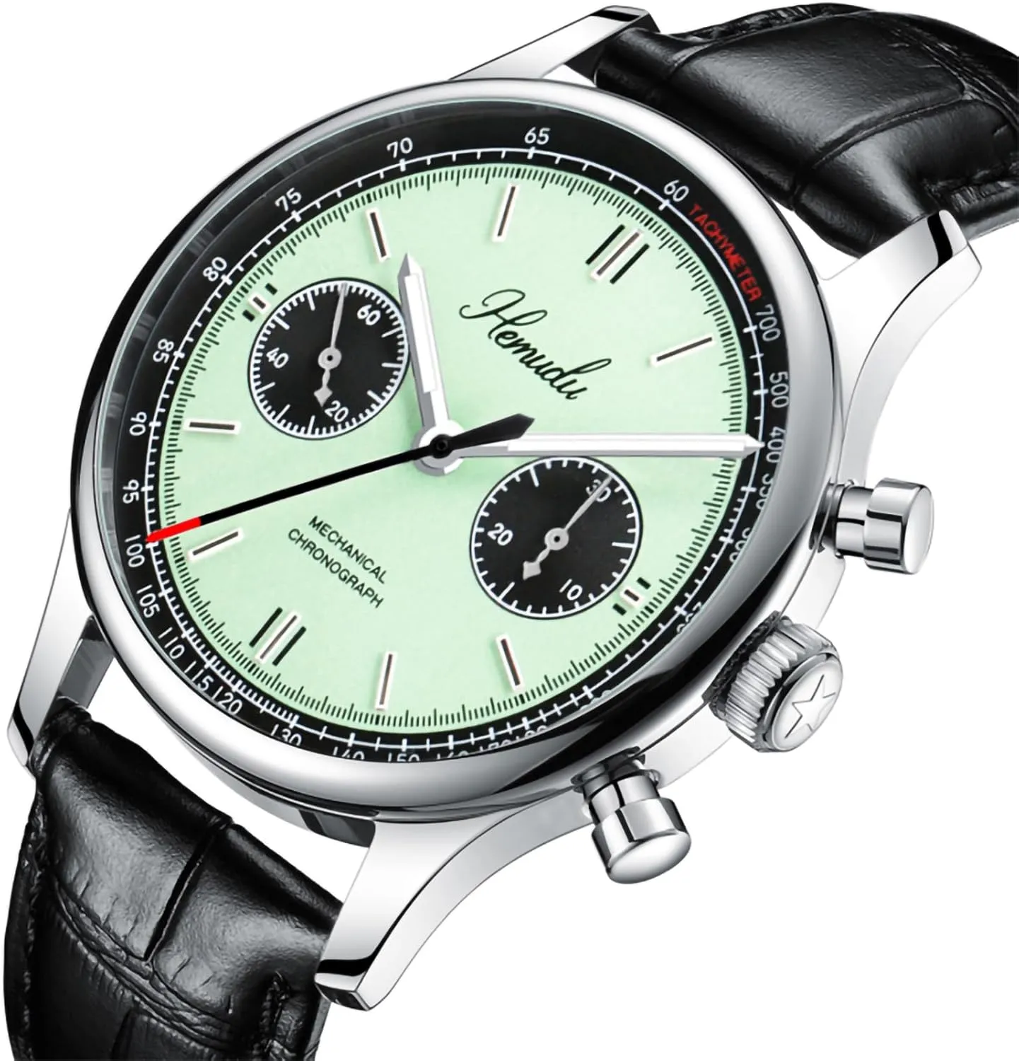 Sports Business Wristwatch for Men Gifts HEMUDU Men Mechanical Watch 1963 Panda Pilot Chronograph Original ST1901 Movement Manual pterosaur fireball inactivity Winding 40mm Sapphire Stainless Steel 