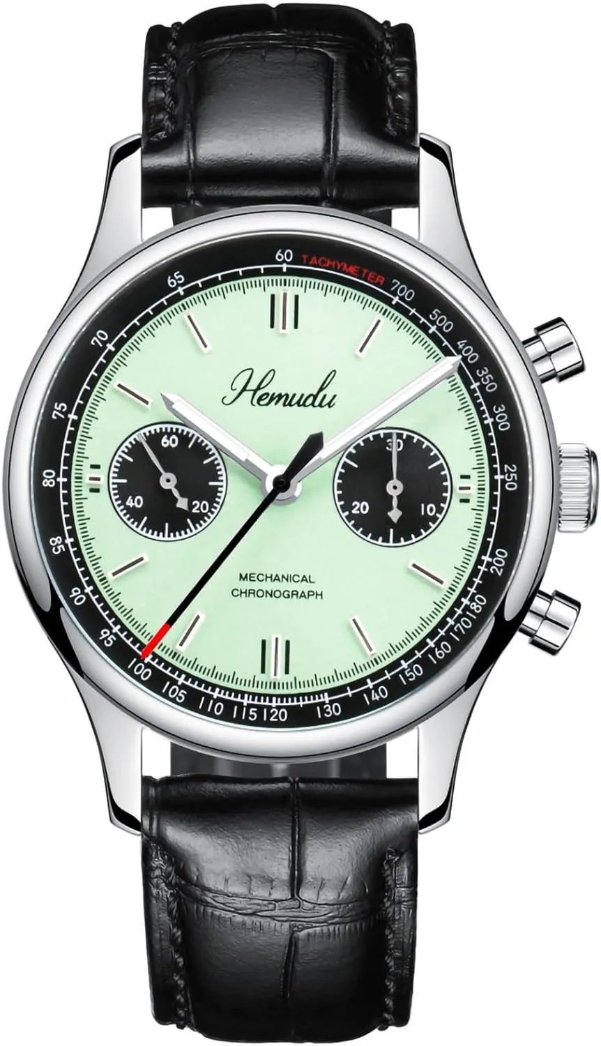 Sports Business Wristwatch for Men Gifts HEMUDU Men Mechanical Watch 1963 Panda Pilot Chronograph Original ST1901 Movement Manual pterosaur fireball inactivity Winding 40mm Sapphire Stainless Steel 