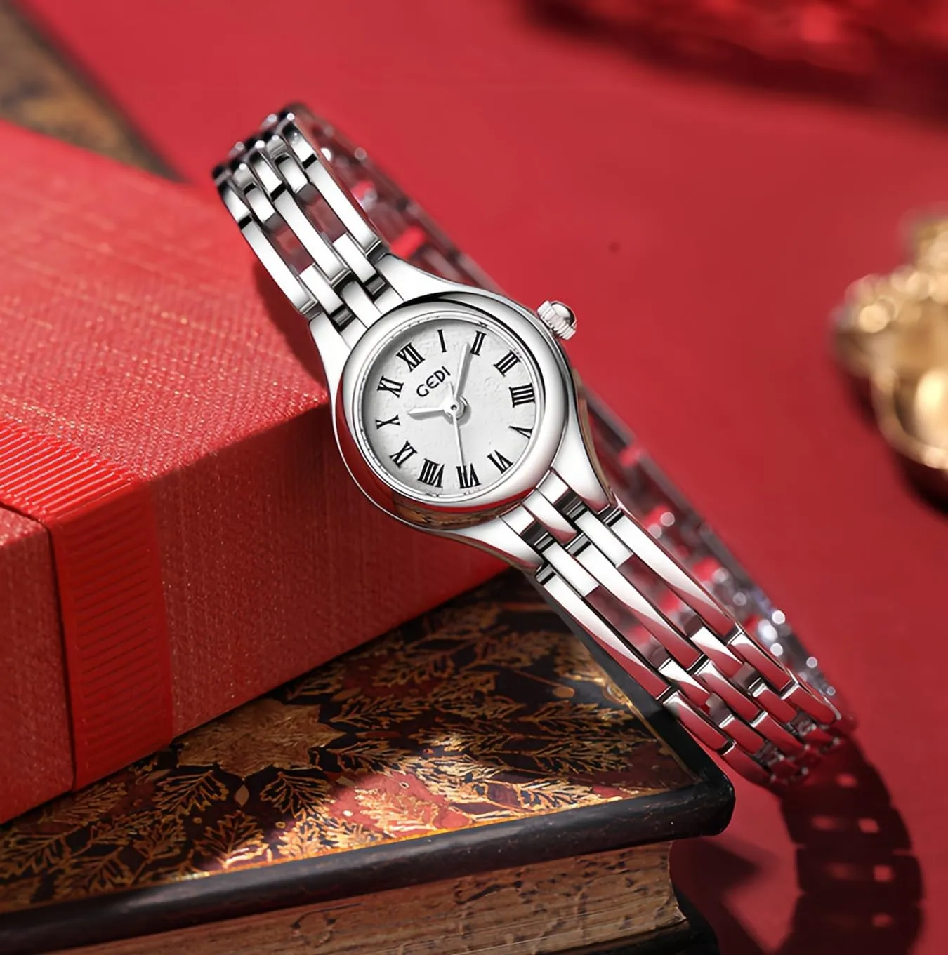 Stainless Steel Arabic Numerals Exquisite poster composition refuge Bracelet Band Tools Included MASTOP Small Gold Watches for Women Easy Read Ladies Quartz Vintage Wrist Watches with 