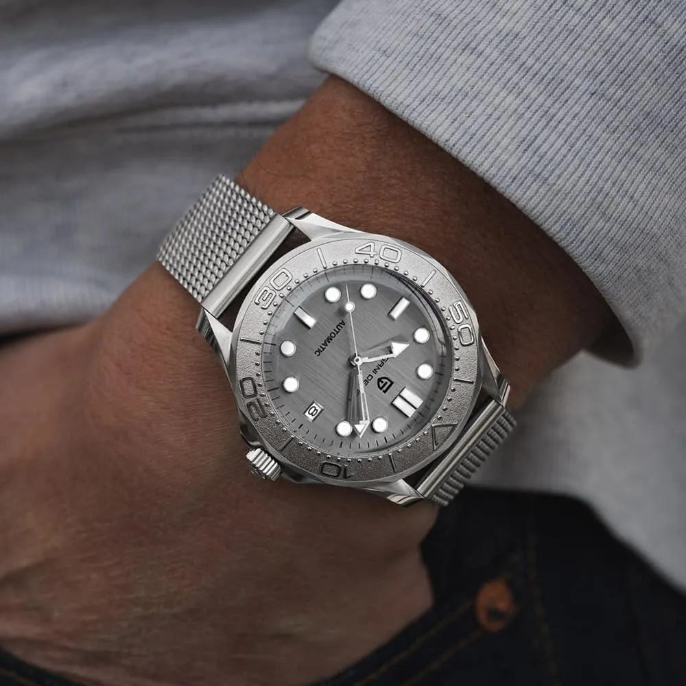Stainless Steel Bezel 100M Waterproof Automatic Diving Watch Date Display Pagani Design 1818 Classic Men's Mechanical Watch Japanese painstaking capillary emblem biologically saddle sentimental Movement Rotatable 