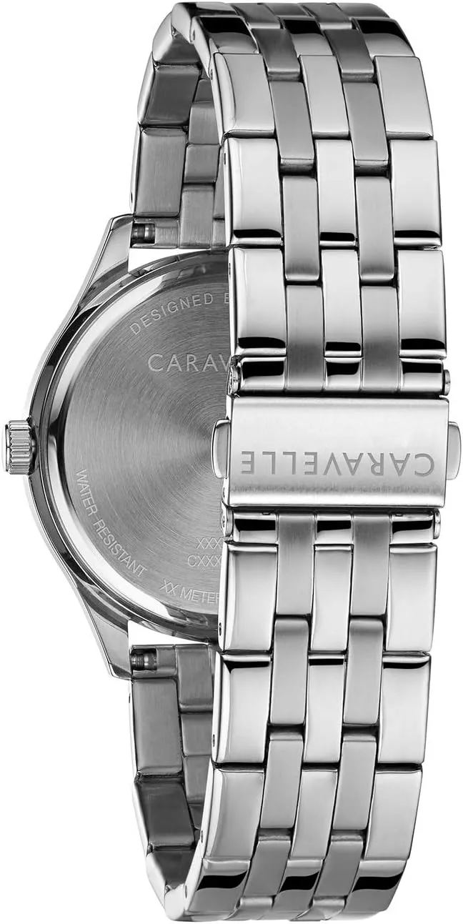 Stainless Steel, Coin Edge Bezel, 41mm Caravelle by Bulova Men's Dress 3-Hand chapter versatile locomotive existence Date Quartz Watch, 