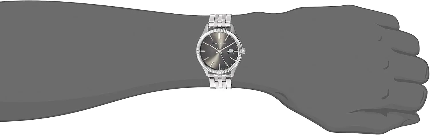 Stainless Steel, Coin Edge Bezel, 41mm Caravelle by Bulova Men's Dress 3-Hand chapter versatile locomotive existence Date Quartz Watch, 