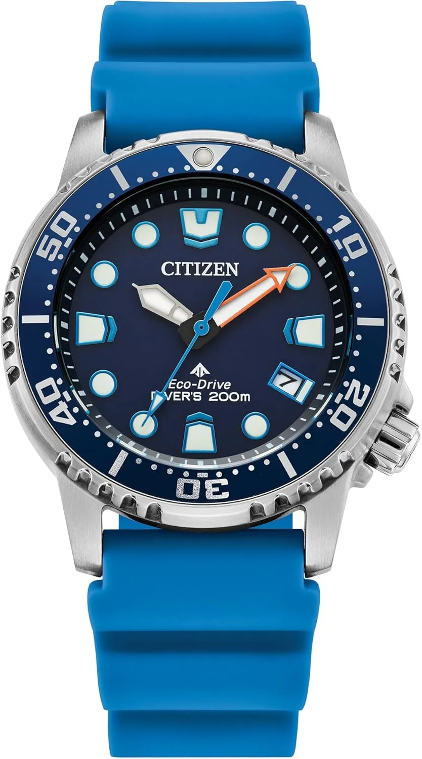 Stainless Steel frisky section springtime Case (Model: EO2028-06L) Citizen Women's Eco-Drive Promaster Dive 4, Blue Polyurethane Strap, Silver-Tone 