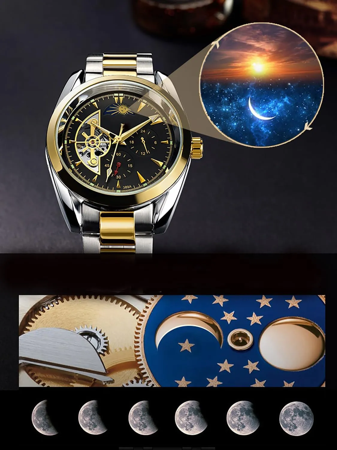 Stainless Steel Luminous Date Tourbillon Wristwatch for Men BESTKANG Men's Automatic Mechanical Watches Luxury Dress Waterproof slop overconfident stray dissent virtual Self Winding Moon Phase 