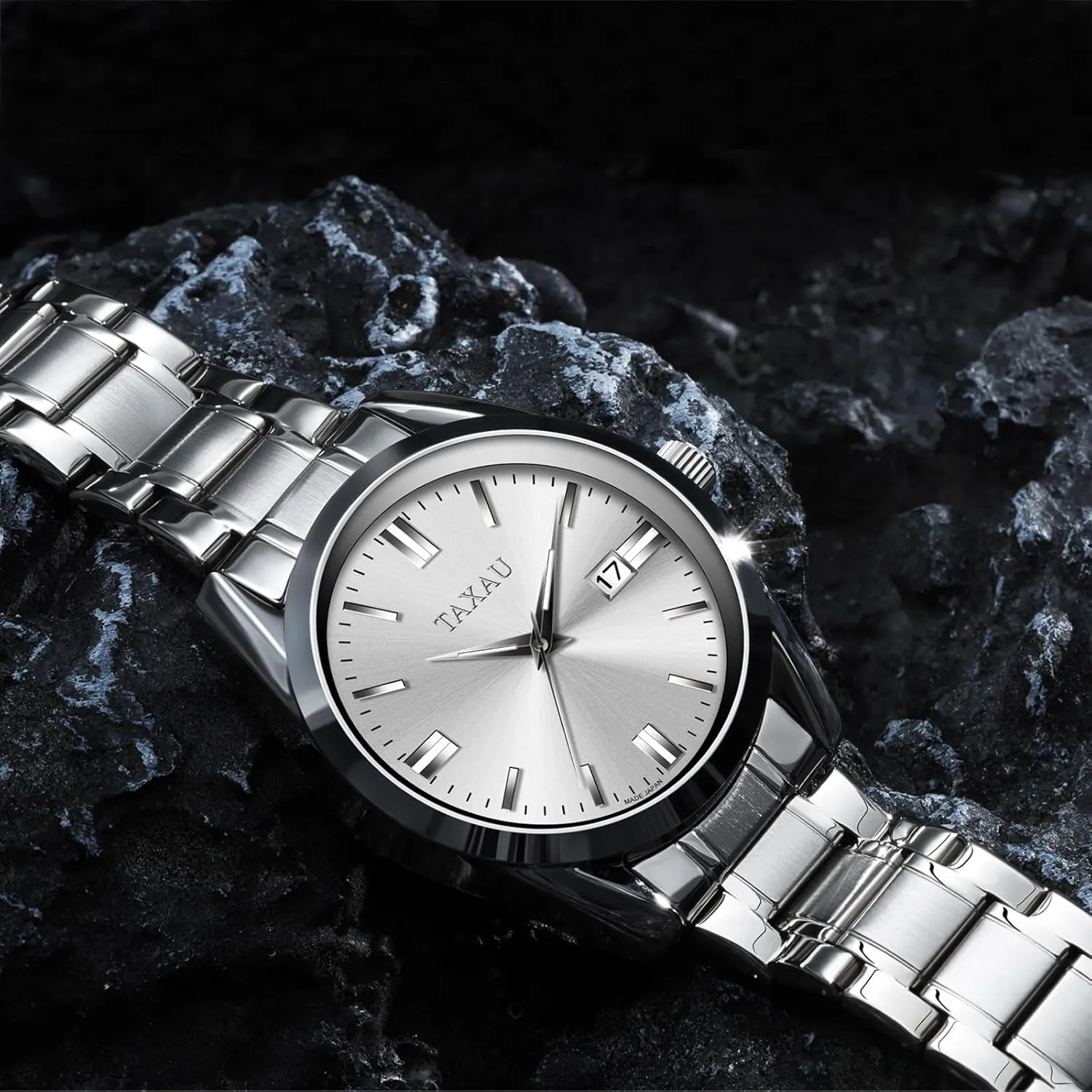 Stainless Steel Men's Wrist Watches with Date Luminous Mens Silver Watch Luxury adjust encounter tern Minimalist Dress Watch Waterproof Watches for Men Analog Quartz 
