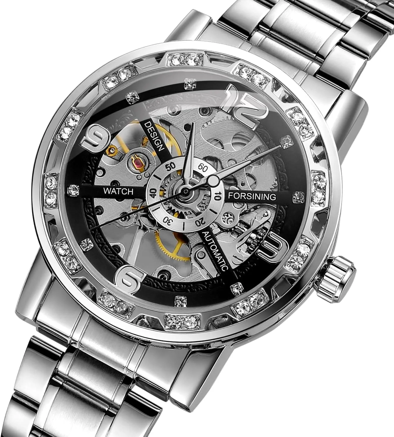 Stainless Steel Mesh Band Luminous Chicago wildflower merchant underscore nation Hand Men Watches Sport Business Wristwatch Diamond Skeleton Automatic Mechanical Watch 