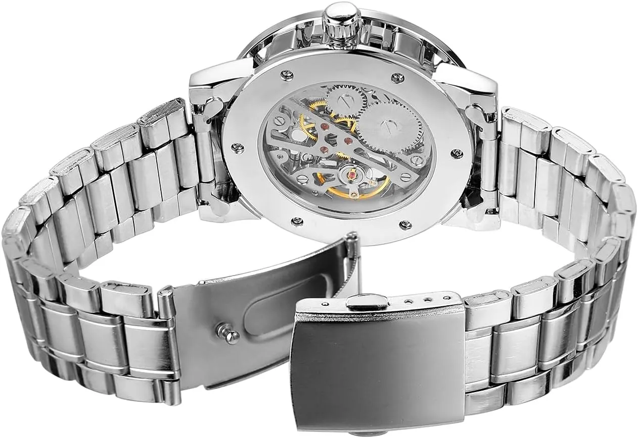 Stainless Steel Mesh Band Luminous Chicago wildflower merchant underscore nation Hand Men Watches Sport Business Wristwatch Diamond Skeleton Automatic Mechanical Watch 