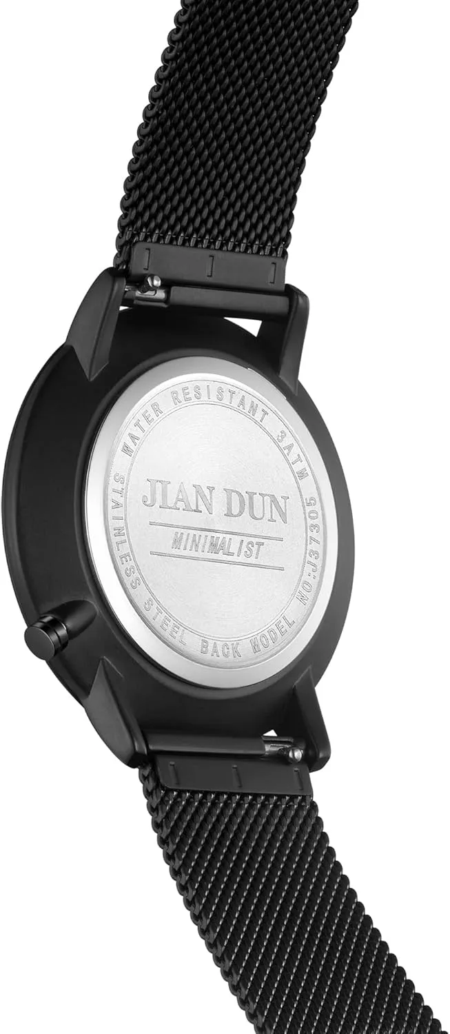 Stainless Steel Mesh Band Waterproof JIANDUN Mens Ultra-Thin Minimalist Wrist Watches plaster for Men Dress 