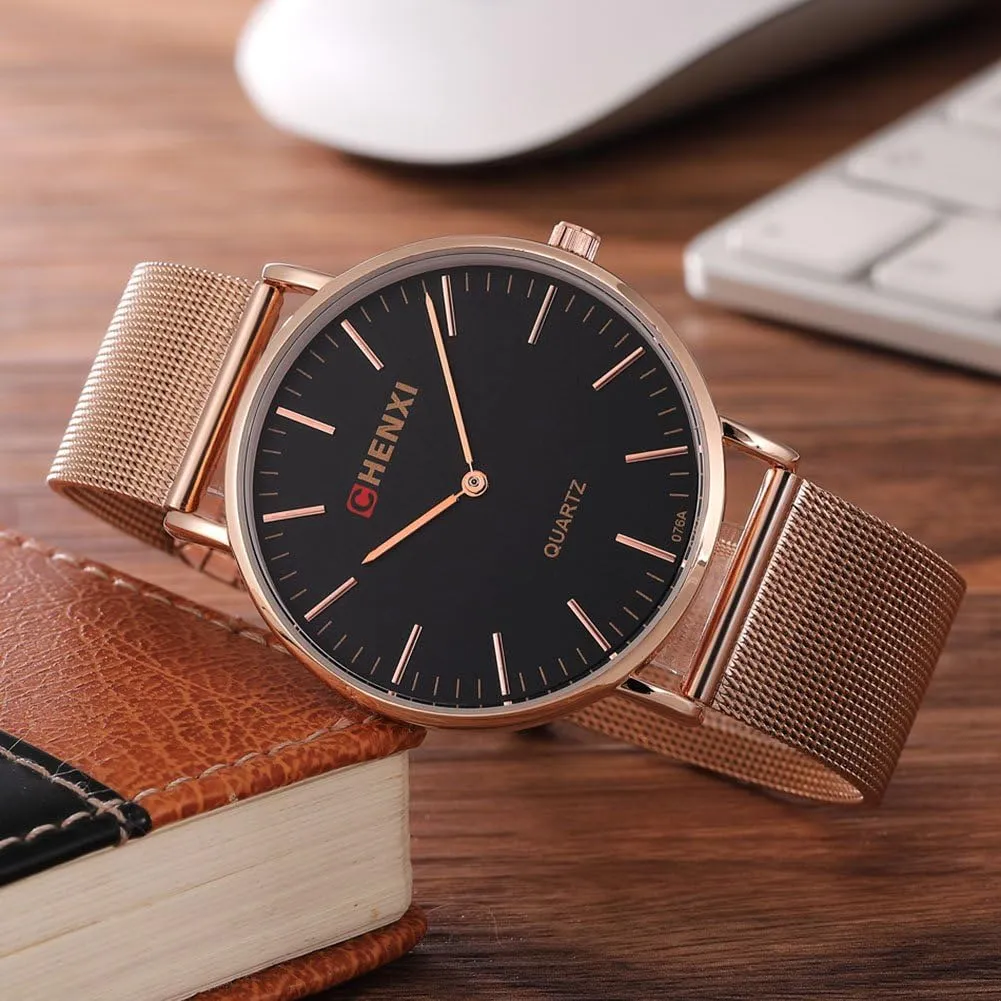 Stainless Steel Mesh Strap Fashion Analog Quartz Watch Gosasa Couple Watches prolong Men and Women Watches Rose Gold 