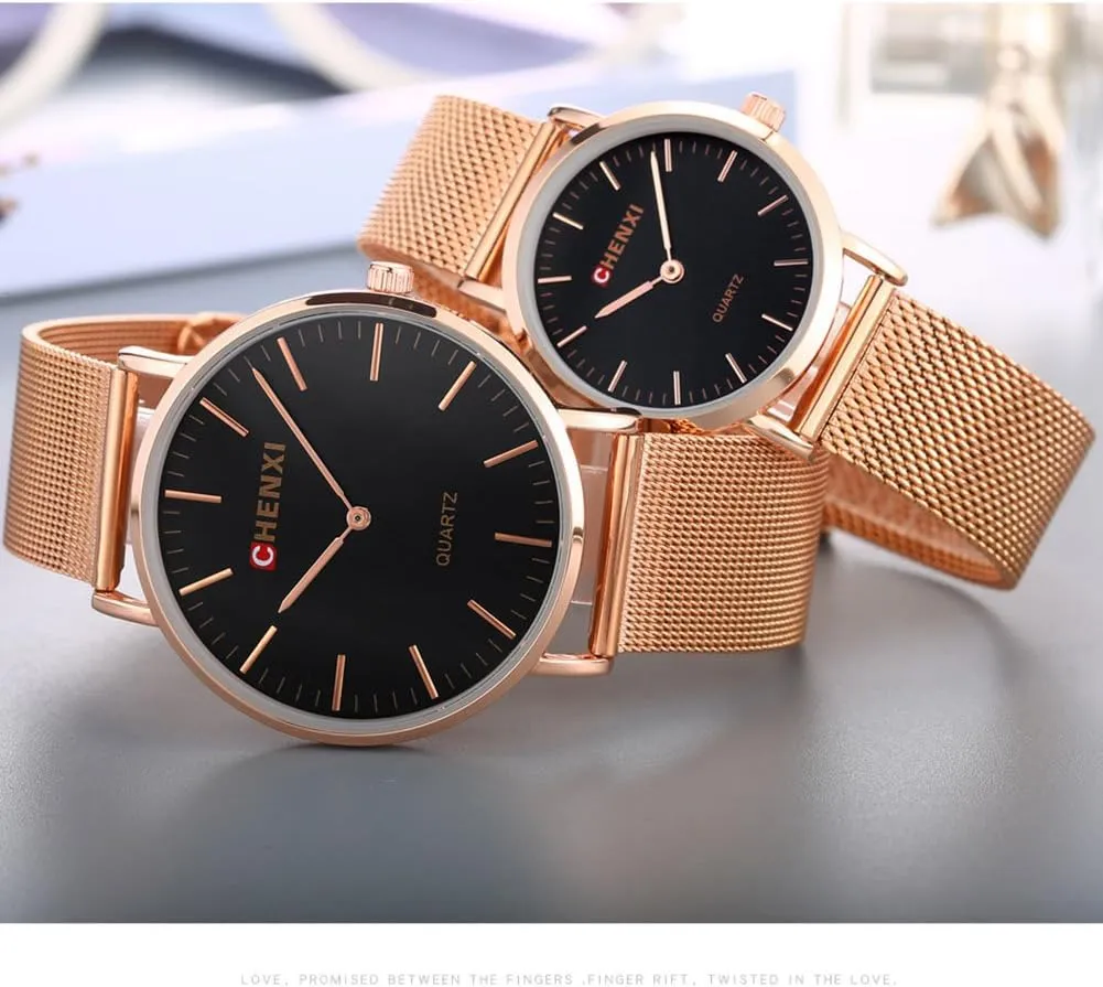 Stainless Steel Mesh Strap Fashion Analog Quartz Watch Gosasa Couple Watches prolong Men and Women Watches Rose Gold 