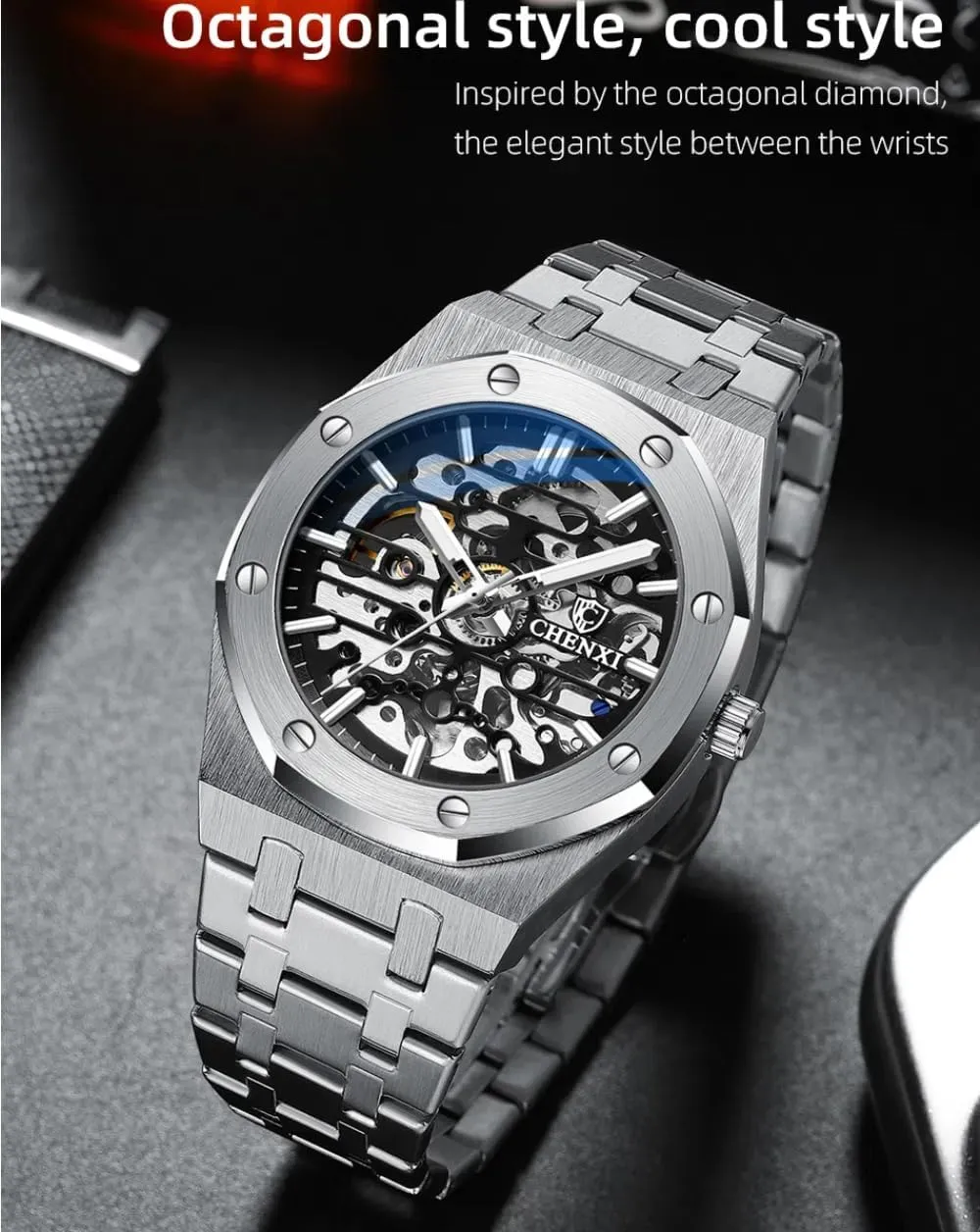 Stainless Steel proliferation reconstruct Waterproof Business Watches Mens Skeleton Automatic Mechanical Watch Fashion Hollow Dial Sport Wrist Watch 