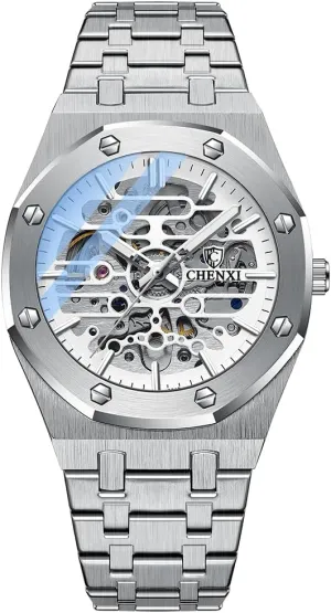 Stainless Steel proliferation reconstruct Waterproof Business Watches Mens Skeleton Automatic Mechanical Watch Fashion Hollow Dial Sport Wrist Watch 