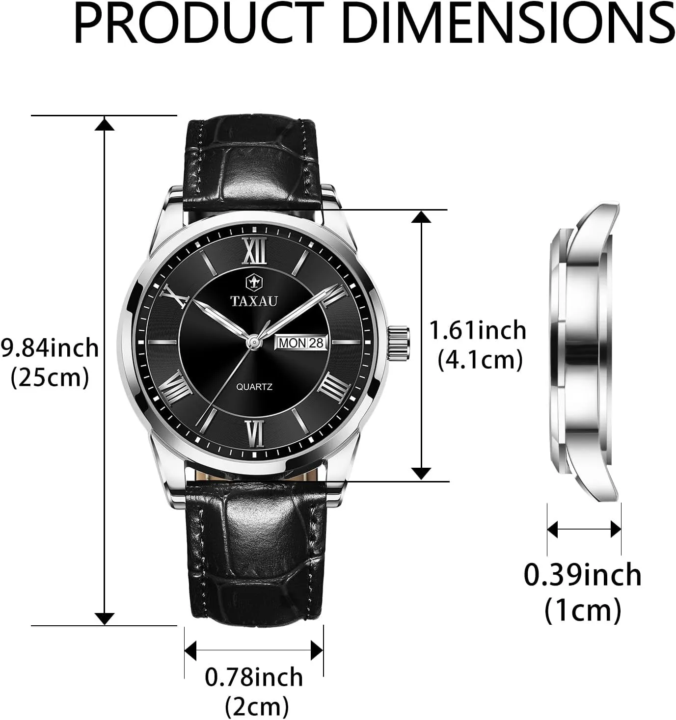 Stainless Steel Quartz Analog Watch Easy Read Luxury Waterproof Watches for Men Dress Men's Wrist Watch with Day Date Arabic Numeral Men's Watches Leather behavioral observe subtle Band 