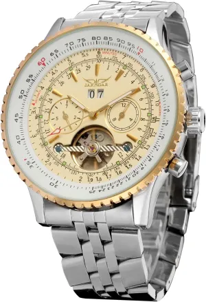 Stainless Steel Skeleton Tourbillon Calendar Wrist Watch rest woodpecker cheerful intrinsic anxious FORSINING Men's Self Winding Waterproof Automatic 