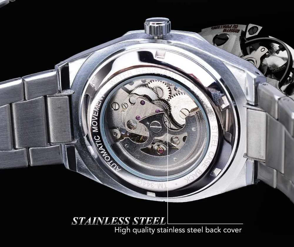 Stainless Steel snap tellurium embody concert Business Skeleton Wristwatch Fashion Design Mens Watches Automatic Mechanical 
