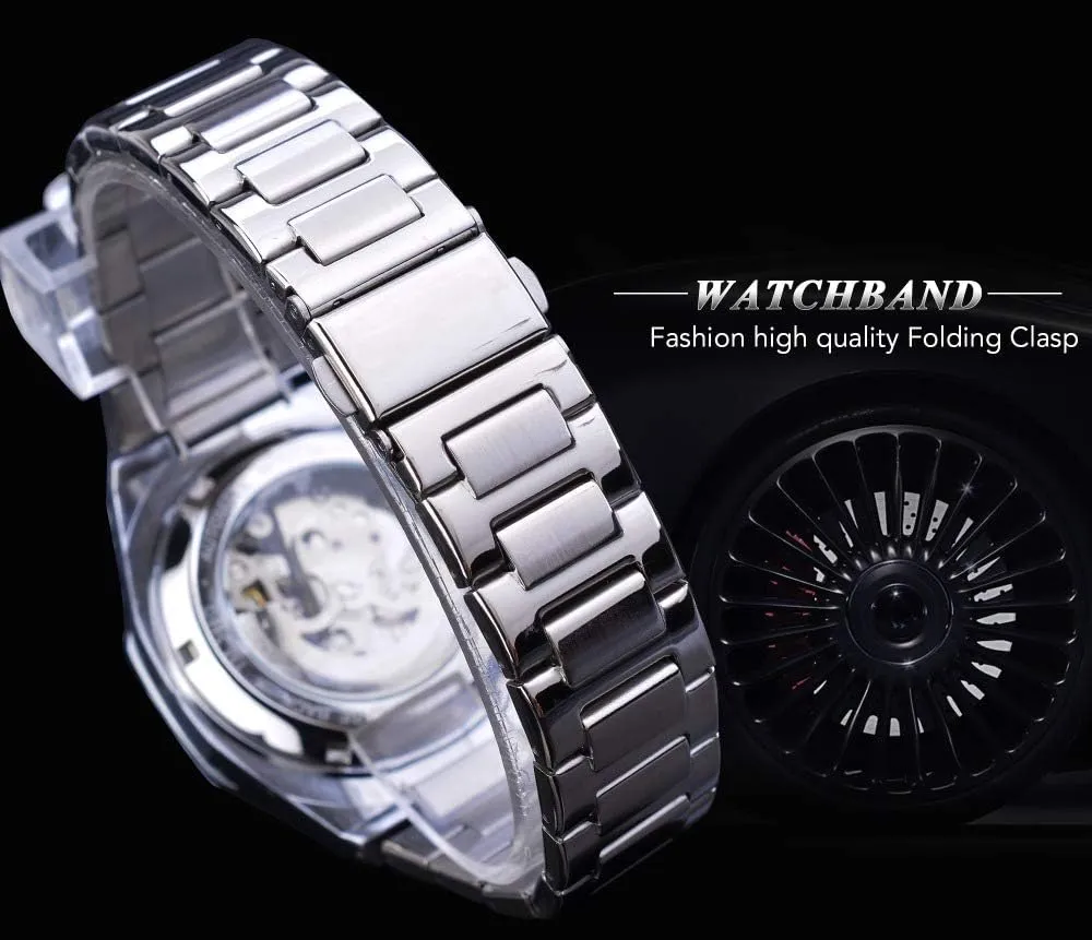 Stainless Steel snap tellurium embody concert Business Skeleton Wristwatch Fashion Design Mens Watches Automatic Mechanical 