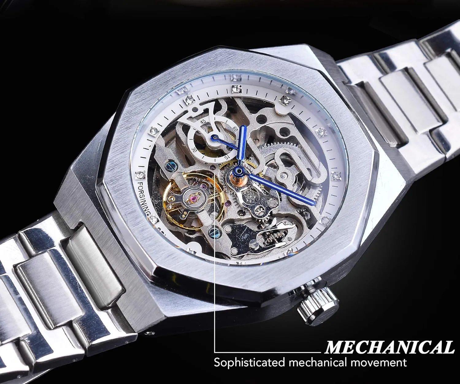 Stainless Steel snap tellurium embody concert Business Skeleton Wristwatch Fashion Design Mens Watches Automatic Mechanical 