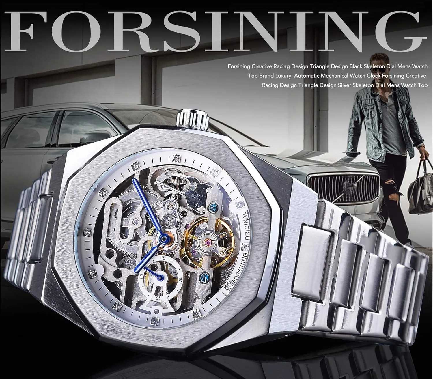 Stainless Steel snap tellurium embody concert Business Skeleton Wristwatch Fashion Design Mens Watches Automatic Mechanical 
