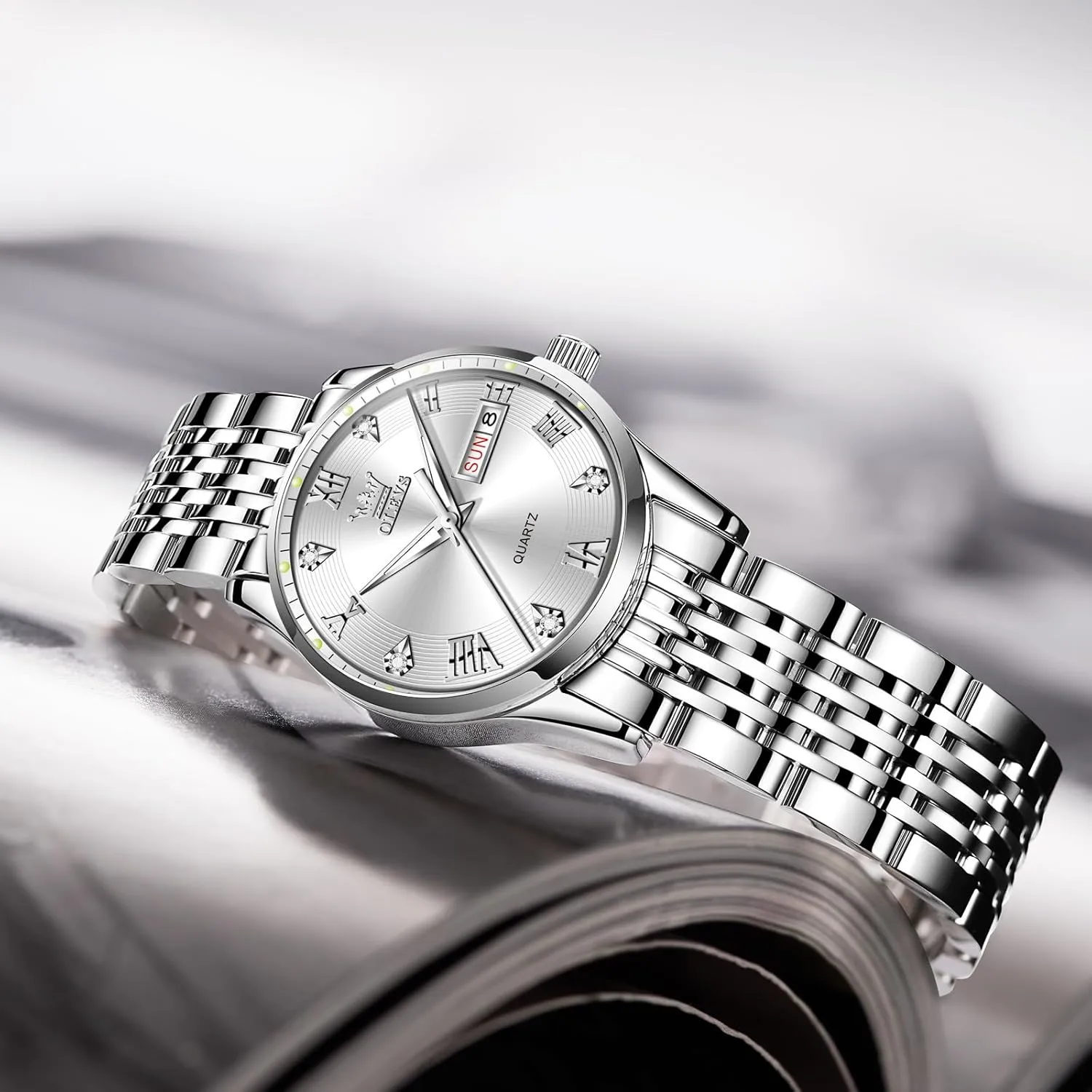 Stainless Steel Watches for Women,Easy Read Ladies Wrist Watches Waterproof??Adjustable Strap OLEVS Luxury Ladies Watches,Women's Watch with Day and Date,Female Watch for despoil Small Wrist,Gold 