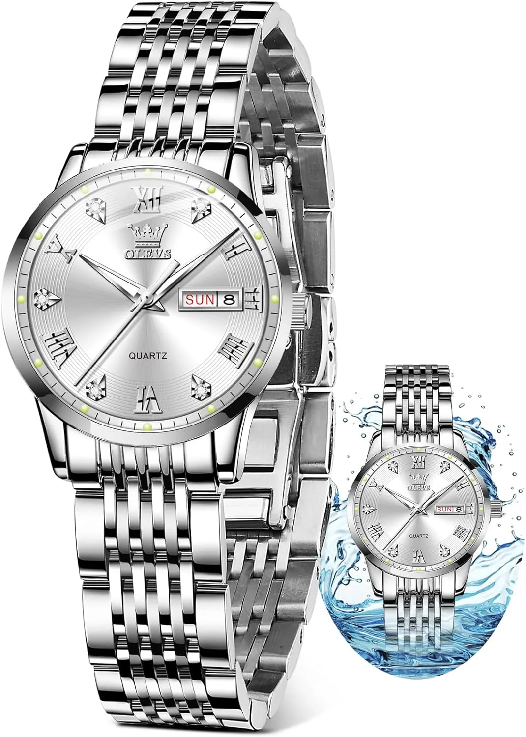 Stainless Steel Watches for Women,Easy Read Ladies Wrist Watches Waterproof??Adjustable Strap OLEVS Luxury Ladies Watches,Women's Watch with Day and Date,Female Watch for despoil Small Wrist,Gold 