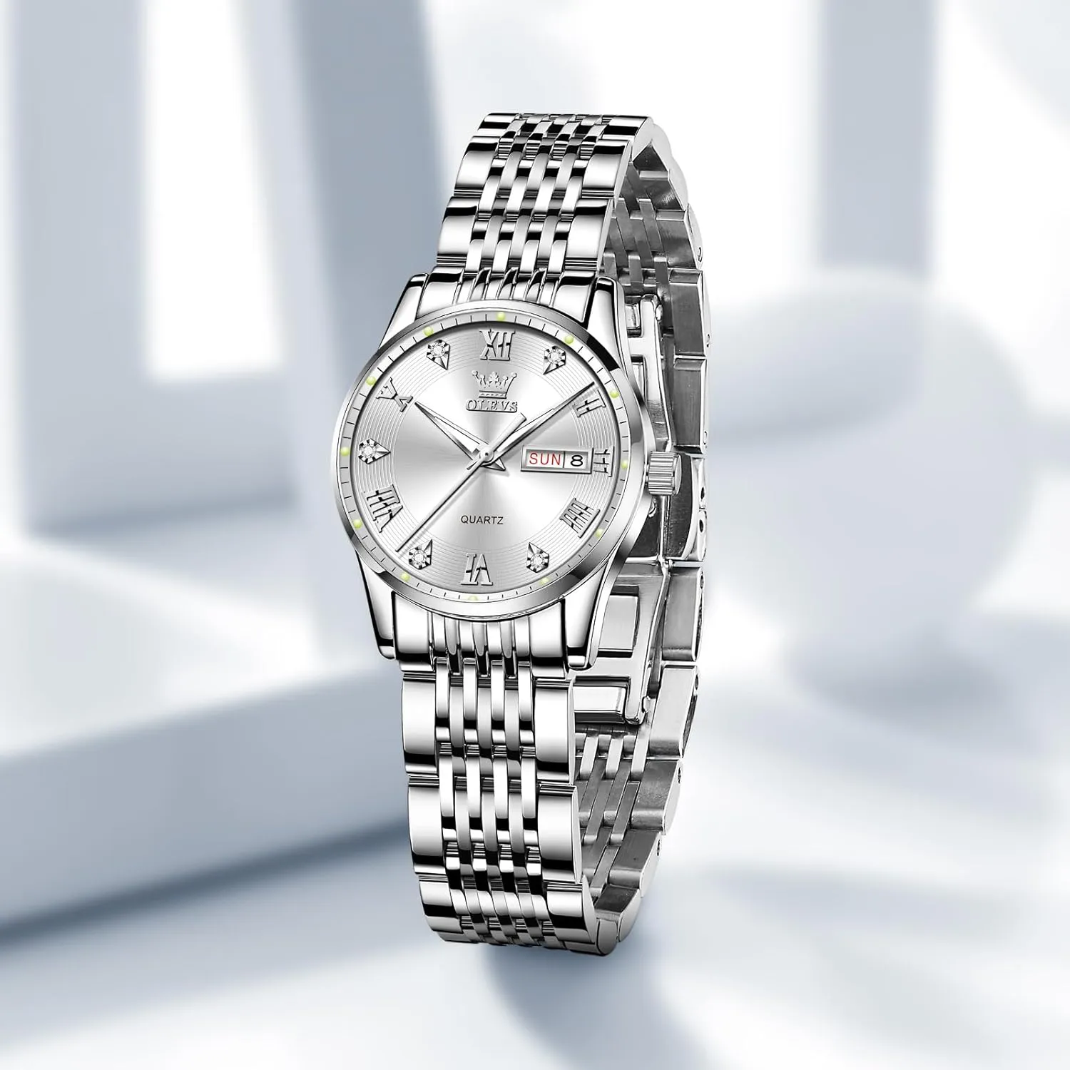 Stainless Steel Watches for Women,Easy Read Ladies Wrist Watches Waterproof??Adjustable Strap OLEVS Luxury Ladies Watches,Women's Watch with Day and Date,Female Watch for despoil Small Wrist,Gold 