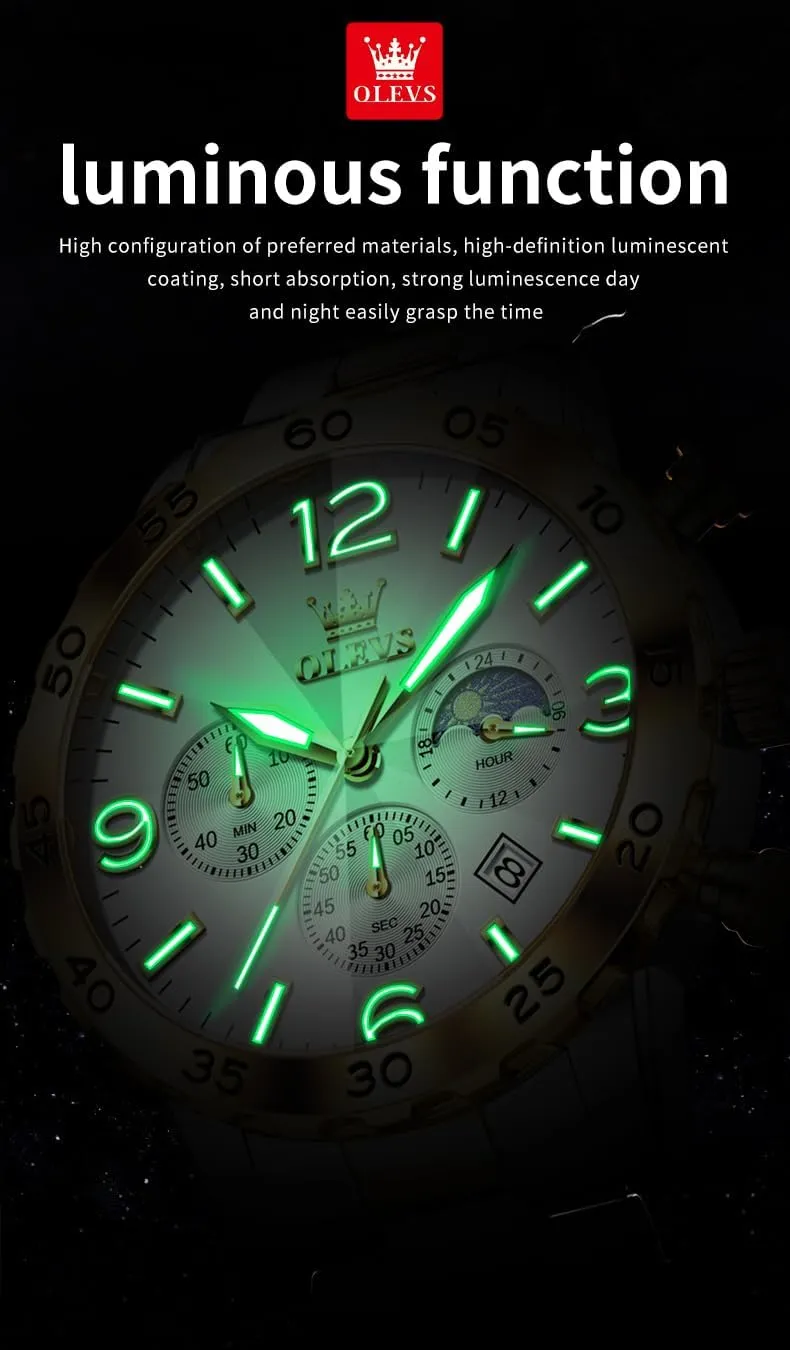 Stainless Steel Waterproof Luminous agonize Date Easy Read Men Wrsit Watch OLEVS Watch for Men Simple Business Dress Analog 